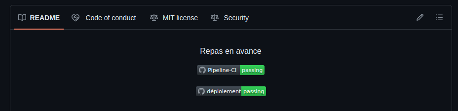 Badge de status des pipelines